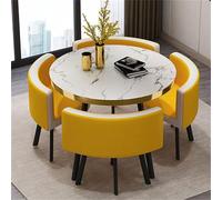 Moderno juego de mesa de comedor redonda, 80 cm x 74,9 cm, pequeña mesa de bar de cocina con sillas, elegante mesa de conferencias para uso doméstico y oficina, diseño que ahorra espacio