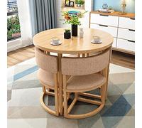 Moderno juego de mesa de comedor redonda beige para 4, 80 x 75 cm
