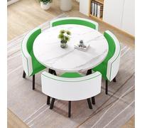 Moderno juego de mesa de comedor redonda con 4 sillas, 5 piezas, estilo contemporáneo para sala de estar, oficina o cocina, mesa redonda de 80 cm, perfecta para zona de recepción, estilo 18