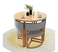 Moderno juego de mesa de comedor redonda con 4 sillas, ahorro de espacio, mesa de comedor de 80 cm de diámetro para cocina, oficina, recepción, mesa de café y silla, diseño combinado de anidación