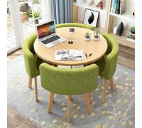 Moderno juego de mesa de comedor redonda con 4 sillas - Cact Office sala de conferencias de piel de ocio mesa de comedor para cocina y sala de estar (80 cm de diámetro)