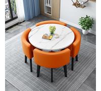 Moderno juego de mesa de comedor redonda con 4 sillas de 80 cm, mesa de conferencia, escritorio de recepción y silla, juego de mesa de cocina de madera, colección de muebles elegantes para el hogar u