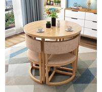 Moderno juego de mesa de comedor redonda con 4 sillas de 80 cm, mesa de conferencias para comedor, cocina y sala de estar, elegante diseño combinado de ahorro de espacio