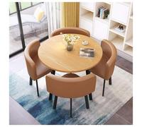 Moderno juego de mesa de comedor redonda con 4 sillas de 80 cm, pequeña mesa de conferencia, muebles elegantes para sala de estar y comedor, diseño que ahorra espacio