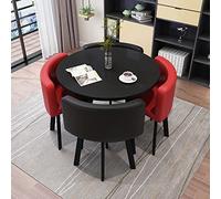 Moderno juego de mesa de comedor redonda con 4 sillas de tela, muebles de cocina y oficina en casa que ahorran espacio para comedor, recepción y espacios pequeños
