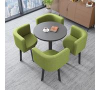 Moderno juego de mesa de comedor redonda con 4 sillas, elegante mesa de recepción de oficina y silla, ideal para espacios pequeños como balcón o comedor, elegante acabado negro para un aspecto