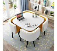 Moderno juego de mesa de comedor redonda con 4 sillas, muebles elegantes para cocina, salón, sala de estar, ideal para oficina pequeña o sala de conferencias, elegante juego de comedor para el hogar o