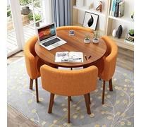 Moderno juego de mesa de comedor redonda con 4 sillas para oficina pequeña, sala de conferencias, 80 cm J