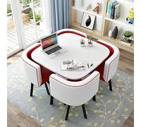 Moderno juego de mesa de comedor redonda con 4 sillas para oficina pequeña, sala de conferencias, cocina y muebles de sala de estar