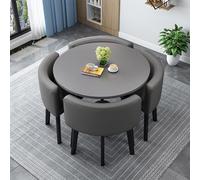 Moderno juego de mesa de comedor redonda con 4 sillas para sala de estar y cocina de madera, silla de recepción, combinación cuadrada para conferencias (80 cm/31.5 pulgadas) (V 80 cm)