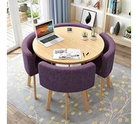 Moderno juego de mesa de comedor redonda con 4 sillas, pequeñas mesas de conferencias de oficina para cocina y salón, muebles de comedor elegantes de 31.5 pulgadas, perfecto para salas de estar.