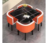 Moderno juego de mesa de comedor redonda con 4 sillas, reuniones de negocios y oficina, juego combinado de mesa redonda pequeña para tiendas y oficinas, cubierta de piel sintética