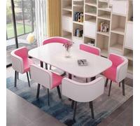 Moderno juego de mesa de comedor redonda con 6 sillas, mesas y sillas pequeñas de oficina, muebles de comedor contemporáneos para cocina, salón, sala de estar, juego de mesa de reunión de 7 piezas