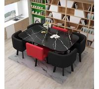 Moderno juego de mesa de comedor redonda con 6 sillas, muebles compactos de oficina para conferencias, cocina, salón, sala de estar, solución de reunión de 7 piezas