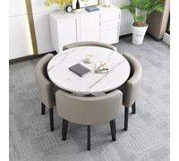 Moderno juego de mesa de comedor redonda con sillas, 80 x 75 cm, muebles de cocina para desayuno, cena, bar y conferencia, elegante decoración del hogar, diseño que ahorra espacio
