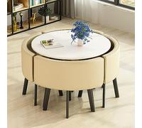 Moderno juego de mesa de comedor redonda con sillas, muebles que ahorran espacio para comedor, sala de estar, sala de recepción y mesa redonda más versátil y elegante, ideal para espacios pequeños de