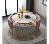 Moderno juego de mesa de comedor redonda con sillas para cocina, desayuno y conferencia, elegante mesa de 80 x 75 cm para el hogar/jardín, perfecta para cena y bar