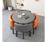 Moderno juego de mesa de comedor redonda con sillas para cocina, pequeña mesa redonda de barra de desayuno, mesa de reunión redonda para comedor, muebles contemporáneos de 31.5 x 29.5 pulgadas