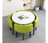 Moderno juego de mesa de comedor redonda con sillas para cocina, pequeña mesa redonda de barra de desayuno, mesa redonda de conferencias para comedor, juego de muebles redondos simples de 31.5 x 29.5