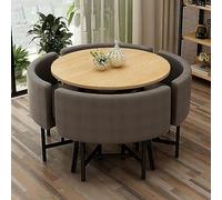 Moderno juego de mesa de comedor redonda con sillas para espacios pequeños, ideal para comedor, sala de estar, recepción, sala de conferencias, salón, diseño de ahorro de espacio para un uso versátil