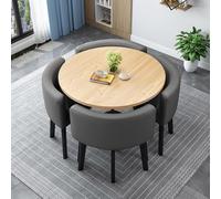 Moderno juego de mesa de comedor redonda/cuadrada con 4 sillas de marco de metal, mesa de cocina duradera para comedor, perfecta para uso familiar de 4 personas, 22,80 cm de altura