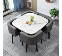 Moderno juego de mesa de comedor redonda/cuadrada con 4 sillas, elegante mesa de cocina de madera multifuncional para sala de estar, recepción, conferencia, y diseño elegante
