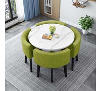 Moderno juego de mesa de comedor redonda/cuadrada con 4 sillas, mesa de madera de 90 cm para sala de estar, comedor o área de recepción, muebles de cocina elegantes