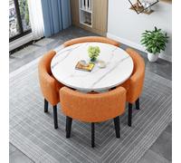 Moderno juego de mesa de comedor redonda/cuadrada con 4 sillas resistentes, marco de metal, muebles de comedor de cocina duraderos para 4 personas, perfecto para comedor y espacios de cocina, 28,80 cm