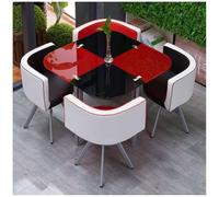 Moderno juego de mesa de comedor redonda/cuadrada con sillas, elegante mesa de bar de desayuno y silla de cocina para el hogar, balcón, oficina, dormitorio, biblioteca, piel versátil