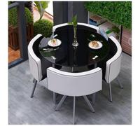 Moderno juego de mesa de comedor redonda/cuadrada con sillas, mesa de bar de desayuno y asiento de cocina para comedor, balcón, dormitorio, oficina, biblioteca, versátil piel para el hogar