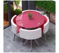 Moderno juego de mesa de comedor redonda/cuadrada con sillas, mesa de bar de desayuno y asientos de cocina para balcón, dormitorio, oficina, biblioteca, elegante solución de piel para el hogar