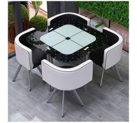 Moderno juego de mesa de comedor redonda/cuadrada con sillas, mesa de bar de desayuno y asientos de cocina para el hogar, balcón, oficina, biblioteca, dormitorio, elegante y versátil, 8 piezas de piel