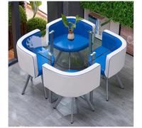 Moderno juego de mesa de comedor redonda/cuadrada con sillas, mesa de bar de desayuno y asientos de cocina para comedor, balcón, oficina, dormitorio, biblioteca, elegante piel para el hogar 28