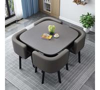Moderno juego de mesa de comedor redonda cuadrada de 4 piezas y sillas de piel sintética, mesa de conferencias de 90 cm que ahorra espacio con asientos elegantes para comedor y cocina, perfecto para