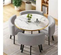 Moderno juego de mesa de comedor redonda, muebles de cocina pequeños simples con sillas, perfecto para barra de desayuno o comedor, mesa de conferencias redonda, 80 x 75 cm