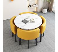 Moderno juego de mesa de comedor redonda, muebles de cocina pequeños simples con sillas, perfecto para barra de desayuno o comedor, mesa de conferencias redonda, 80 x 75 cm