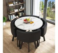 Moderno juego de mesa de comedor redonda, muebles de cocina pequeños simples con sillas, perfecto para barra de desayuno o comedor, mesa de conferencias redonda, 80 x 75 cm
