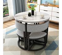 Moderno juego de mesa de comedor redonda para 4 personas para espacios pequeños, ideal para oficina, apartamento, cocina o balcón, ahorro de espacio y diseño elegante para desayuno, cena o reuniones