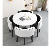Moderno juego de mesa de comedor redonda simple de 31.5 pulgadas, muebles de barra de desayuno con sillas, elegante mesa de conferencias pequeña para comedor y cocina, 80 x 75 cm