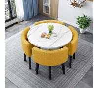 Moderno juego de mesa de comedor redonda y cuadrada con 4 sillas de madera, perfecto para cocina, sala de estar, comedor, recepción de conferencias, 80 cm