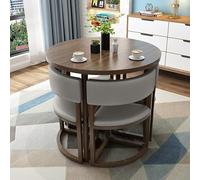 Moderno juego de mesa de comedor redonda y silla para el hogar, oficina, sala de reuniones, mesa de picnic redonda pequeña de 80 cm con muebles de jardín, juegos de combinación de colores grises para