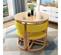 Moderno juego de mesa de comedor redonda y silla para oficina, recepción, negociación y área de ocio, perfecto para el hogar, balcón, salón y sala de estar, opción de color amarillo brillante