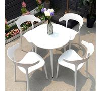 Moderno juego de mesa de comedor y silla de color blanco, mesa de centro redonda de 70 cm para sala de estar, cocina, jardín, oficina y salón, elegante colección de pieles para exteriores