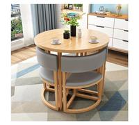 Moderno juego de mesa de comedor y silla redonda de 80 cm para espacios pequeños, color gris, ideal para oficina, apartamento, estudio, cocina, balcón, diseño de ahorro de espacio para desayuno, cena,