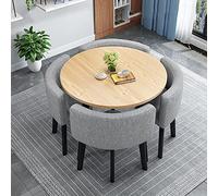 Moderno juego de mesa de comedor y sillas para 4 mesas de cocina que ahorran espacio, con sillas de tela, juego de mesa de recepción para oficina en casa, 80 x 80 x 75 cm, A18
