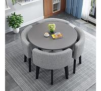 Moderno juego de mesa de comedor y sillas para 4 mesas de cocina que ahorran espacio, con sillas de tela, juego de mesa de recepción para oficina en casa, 80 x 80 x 75 cm, A18