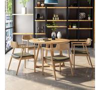 Moderno juego de mesa de conferencias y sillas redondas para oficina, recepción, mesa de negociación y 4 sillas, juego de mesa de comedor de cocina de 90 cm, muebles elegantes para club o reunión