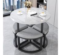 Moderno juego de mesa de negociación de recepción gris claro con 4 sillas, elegante mesa de comedor para espacios pequeños, muebles contemporáneos