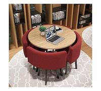 Moderno juego de mesa de sala de conferencias, café, ocio y silla, café, balcón, sala de estar, simple, redondo, comedor, oficina, reunión, recepción, algodón y lino (color: rojo) (rojo)