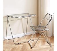 Moderno juego de mesa plegable de acrílico con taburete, mesa auxiliar y mesa auxiliar para sala de estar, dormitorio, cocina, uso al aire libre, diseño elegante y que ahorra espacio